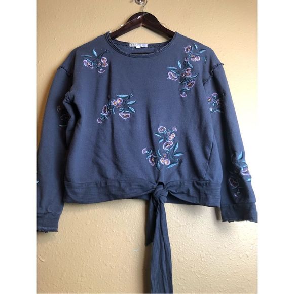 Jolt Embroidered Tie Waist Crop Sweatshirt size M - Picture 2 of 10